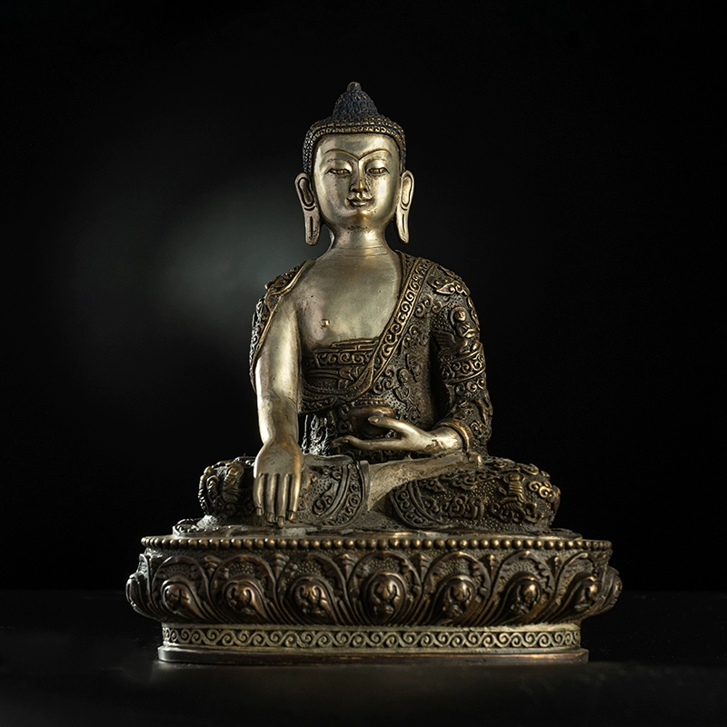 チベット▪釈迦仏 (全工錾刻 + きんぎんほう)